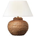 Avedon 12" Cordless Accent Lamp | Natural Rattan | Linen Shade