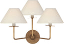 Kelley Medium Triple Sconce | Gilded Iron | Linen Shades