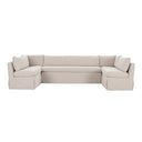 Fable Slipcover Dining Banquette U-Shape Beige 129 in.