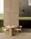 Roller Max Outdoor Dining Table | Varnished Concrete Top | Reclaimed Teak Base | Light Grey | Round | 35" X 35"