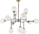 Bistro Medium Chandelier | Hand-Rubbed Antique Brass | White Glass