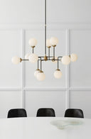 Bistro Medium Chandelier | Hand-Rubbed Antique Brass | White Glass