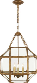 Morris Small Lantern | Gilded Iron | Clear Glass