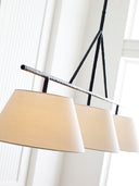 Collette Large Linear Pendant | Aged Iron | Linen Shade
