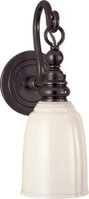 Boston Loop Arm Sconce | Bronze | White Glass
