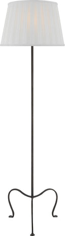 Albert Petite Tri-Leg Floor Lamp | Aged Iron | Silk Box Pleat Shade