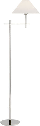 Hackney Bridge Arm Floor Lamp | Polished Nickel | Linen Shade