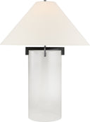 Brooks Table Lamp | Crystal and Aged Iron | Linen Shade
