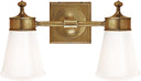 Siena Double Sconce | Hand-Rubbed Antique Brass | White Glass