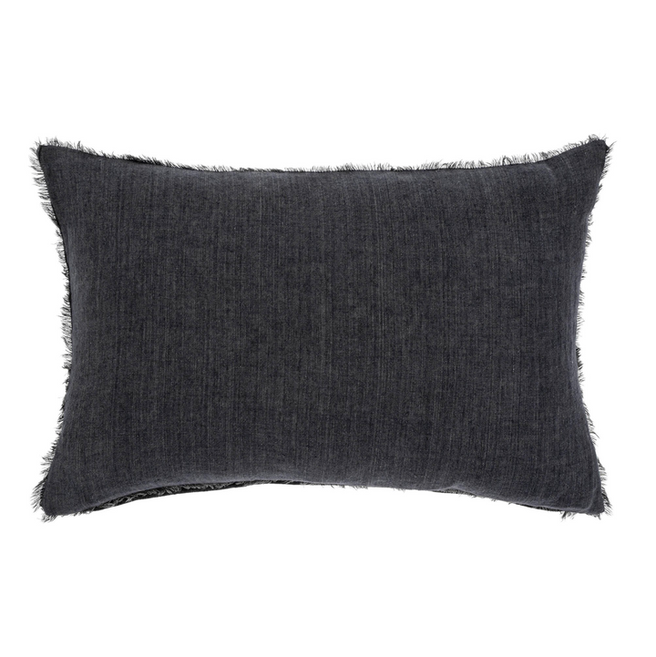 Caracus Lumbar Linen Pillows | Charcoal