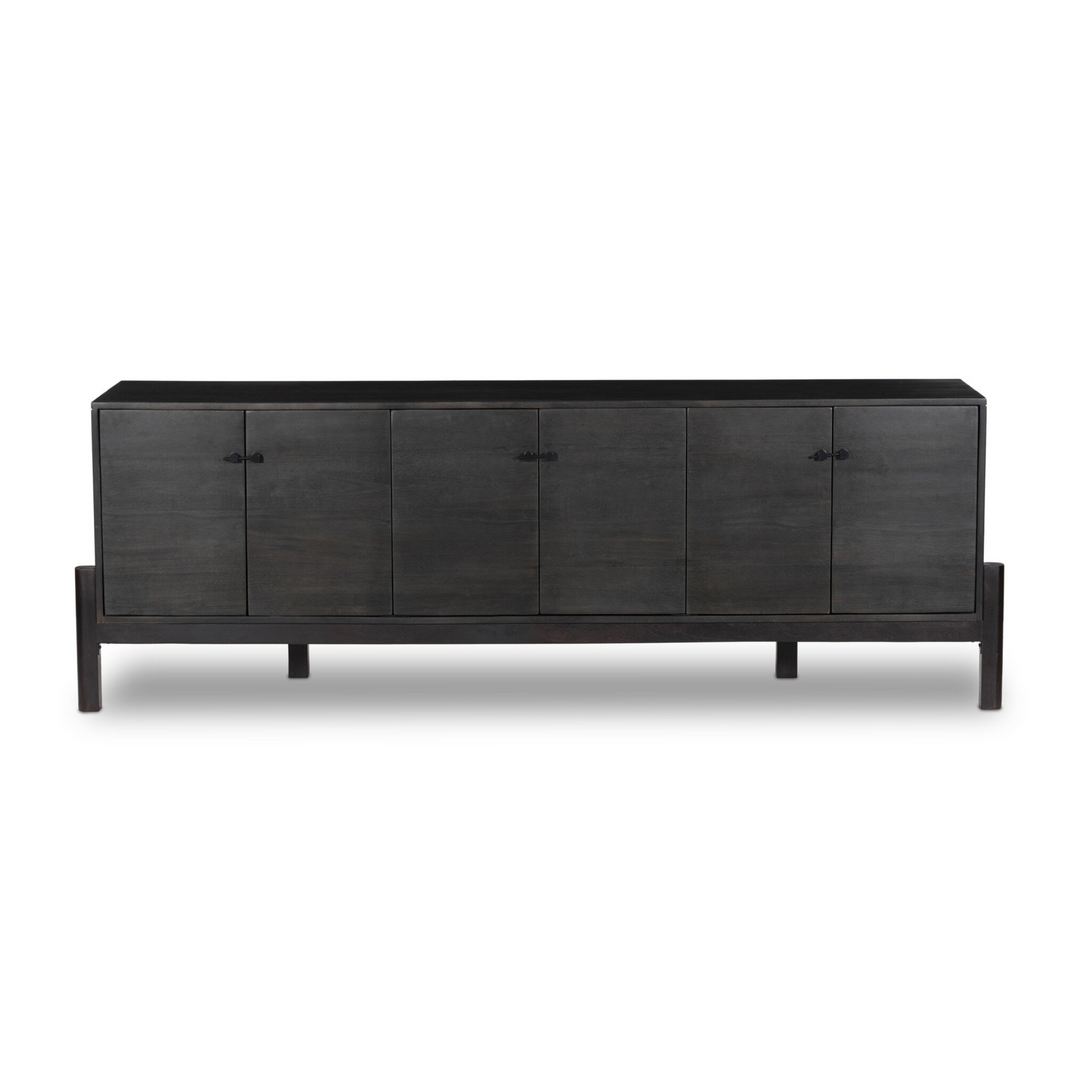 Reza Media Console | Worn Black Parawood | Floor Model