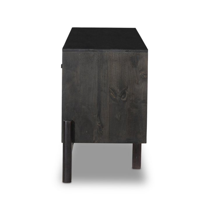 Reza Media Console | Worn Black Parawood | Floor Model