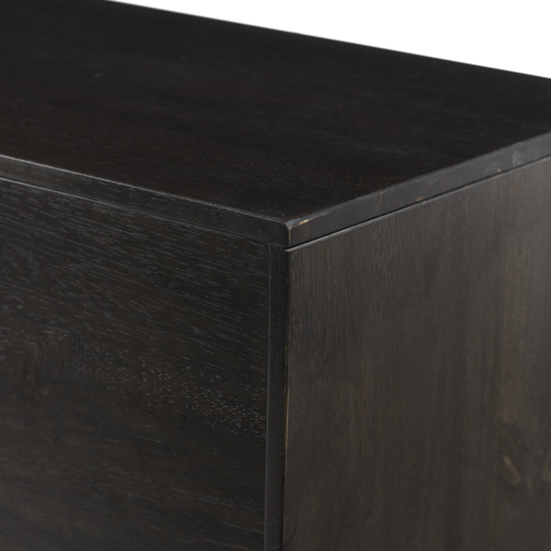 Reza Media Console | Worn Black Parawood | Floor Model