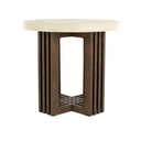 Aspen Reclaimed Pine 26" Round End Table Distressed Brown/Weathered Chalk