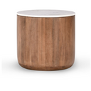 Josie Mango Wood 22" Round End Table Pottery Brown/Marble