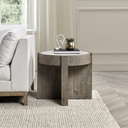 Sonoma Reclaimed Pine 26" Round End Table Distressed Gray/Weathered Chalk