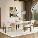 Vander Oak Wood 84" Dining Table Cream Washed