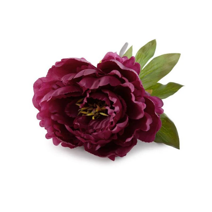 Peony Stem with Leaves | Dark Fuchsia | Overstock