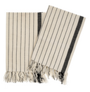Pinstripe Hammam Hand Towels Black