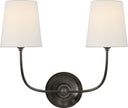 Vendome Double Sconce | Bronze | Linen Shades