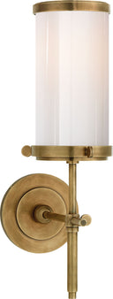 Bryant Bath Sconce | Hand-Rubbed Antique Brass | White Glass