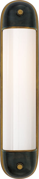 Selecta Long Sconce | Bronze and Hand-Rubbed Antique Brass | White Glass