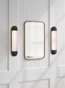 Selecta Long Sconce | Bronze and Hand-Rubbed Antique Brass | White Glass