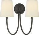 Reed Double Sconce | Bronze | Linen Shades