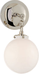 Katie Small Globe Sconce | Polished Nickel | White Glass