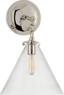 Katie Small Conical Sconce | Polished Nickel | Clear Glass