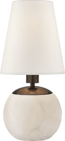Tiny Terri Round Accent Lamp | Alabaster | Linen Shade