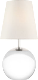 Terri 12" Cordless Accent Lamp | Crystal | Linen Shade