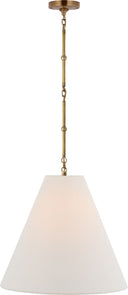 Goodman Medium Hanging Light | Hand-Rubbed Antique Brass | Linen Shade