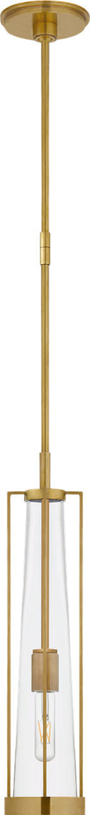 Calix Tall Pendant | Hand-Rubbed Antique Brass | Clear Glass