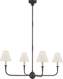 Piaf Large Chandelier | Aged Iron and Ebonized Oak | Linen Shades