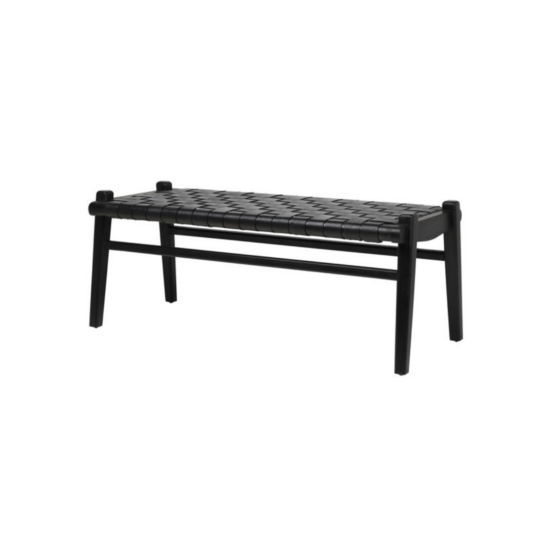 Sabourins Woven Leather Bench | Black