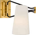 Keil Swing Arm Wall Light | Hand-Rubbed Antique Brass and Black | Linen Shade