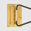 Keil Swing Arm Wall Light | Hand-Rubbed Antique Brass and Black | Linen Shade