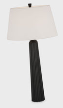 Fluted Spire Large Cordless Table Lamp | Aged Iron | Linen Shade