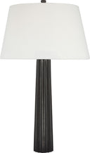Fluted Spire Large Cordless Table Lamp | Aged Iron | Linen Shade