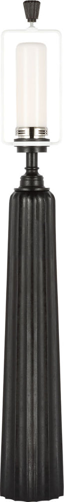 Fluted Spire Large Cordless Table Lamp | Aged Iron | Linen Shade
