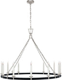 Darlana XL Wrapped Ring Chandelier | Polished Nickel and Black Rattan