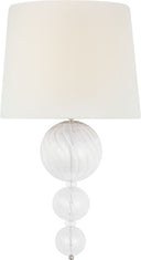 Talia 18" Sconce | Burnished Silver Leaf and Clear Swirled Glass | Linen Shade