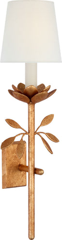 Clementine 22" Tail Sconce | Antique Gold Leaf | Linen Shade