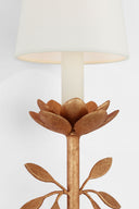 Clementine 22" Tail Sconce | Antique Gold Leaf | Linen Shade