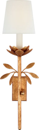 Clementine 22" Tail Sconce | Antique Gold Leaf | Linen Shade