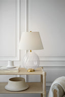 Talia Medium Cordless Table Lamp | Clear Glass | Linen Shade