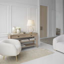 Talia Medium Cordless Table Lamp | Clear Glass | Linen Shade