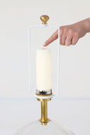 Talia Medium Cordless Table Lamp | Clear Glass | Linen Shade