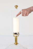 Talia Medium Cordless Table Lamp | Clear Glass | Linen Shade